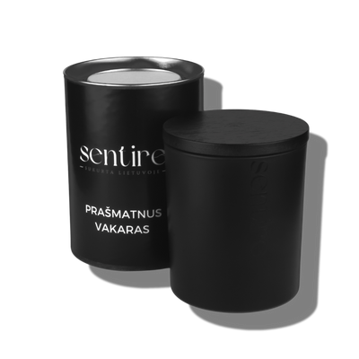 PRAŠMATNUS VAKARAS, 300 ml, Juoda | Sojų vaško žvakė
