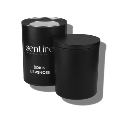 ŠOKIS LIEPSNOSE, 300 ml, Juoda | Sojų vaško žvakė